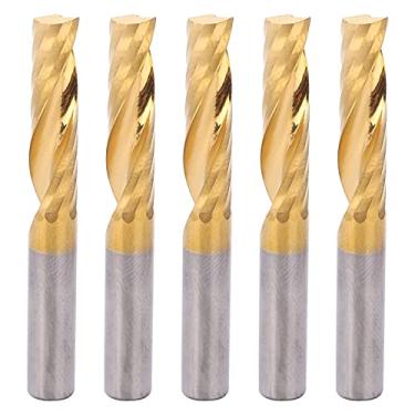 Imagem de 5 pçs 6 x 25 x 50mm broca espiral de aço de alta velocidade chapeamento de titânio fresa de extremidade cnc conjunto para alumínio latão cobre outros metais não ferrosos
