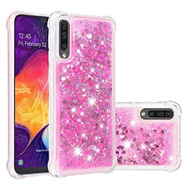 Imagem de Capa de volta do telefone Glitter Case para Samsung Galaxy A50 / A505 / A30 / A50S Caso para mulheres meninas feminino sparkle líquido luxo flutuante moto rápido transparente macio Tpu. Capa de celula