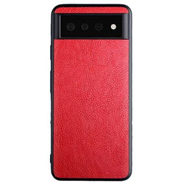 Imagem de Capa para Google Pixel 6/6 Pro, capa traseira protetora antiqueda de couro moderna e durável, capa fina à prova de choque, vermelha, 15 de 6,4 polegadas