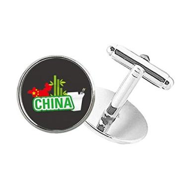 Imagem de DIYthinker Abotoaduras de pressão de botão redondo China Map Bamboo Green China Town