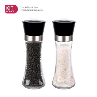 Imagem de Kit Moedor Sal e Pimenta Bela Home Vidro Grande 200ml com 2 unidades