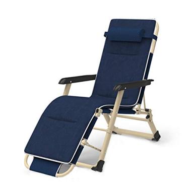 Imagem de HIOD Cadeira dobrável para cama cadeira lounger praia espreguiçadeira dobrável ajustável rolamento de cadeira 120 kg, azul