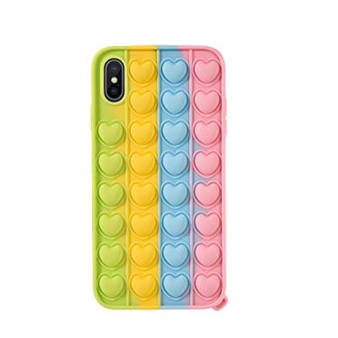 Imagem de Capa de celular Fidget Toys para iPhone X/XS, capa de telefone Pop It, capa protetora macia de silicone, dispositivo sensível para alívio de pressão e ansiedade (coração de amor arco-íris,