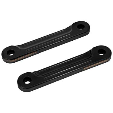 Imagem de HDBUBALUS Suporte de seta de garfo dianteiro de motocicleta amortecedor lâmpada lateral de LED para Harley Touring Street Glide Road King 1998-2021 (cor: todo preto)