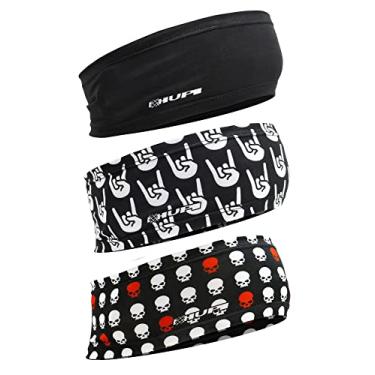 Imagem de Kit com 3 Testeira Headband Faixa de Cabeça Hupi Rock, Cor: PRETO