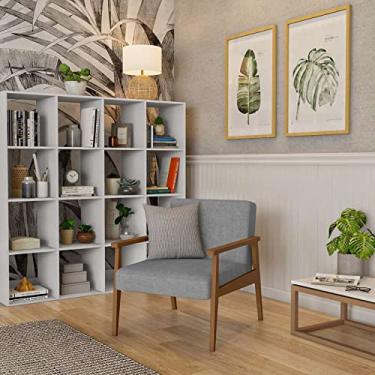 Imagem de Poltrona Letícia Cinza e Nogueira