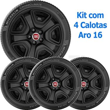 Imagem de 4x Calota FIAT TORO 2021 a 2022 Aro 16 Black piano 300cp