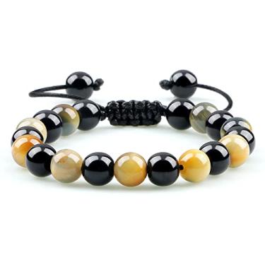 Imagem de Pulseiras de contas masculinas olho de tigre pedra natural ônix contas casal pulseiras de distância joias femininas - olho de tigre colorido, Cristal