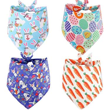 Imagem de BoomBone Pacote com 4 Bandanas de Páscoa, babadores triangulares para cães de médio a grande porte
