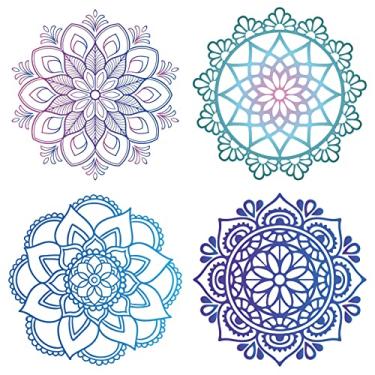 Imagem de GORGECRAFT 4 estilos 16,3 centímetros Mandala Janela Decalques Estático Flor da Vida Adesivo Porta Deslizante Vidro Adesivo Adesivo Impermeável Vinil Filme Primavera Quarto Banheiro Decalques para Evitar Pássaros Cães Animais de Estimação
