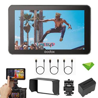 Imagem de Godox GM6S 5,5 polegadas 4K Monitor de câmera 1200nit Ultra-brilhante 1920 * 1080 IPS Tela Touch Control Entrada e saída HDMI 3D LUT Tipo-C/DC/Monitor na câmera alimentado por bateria com pára-sol