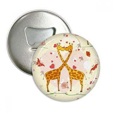 Imagem de Emblema multifuncional com estampa de girafas amarelas para dia dos namorados e ímã de geladeira