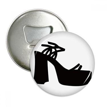 Imagem de Preto feminino salto alto padrão abridor de garrafas ímã de geladeira emblema multifuncional