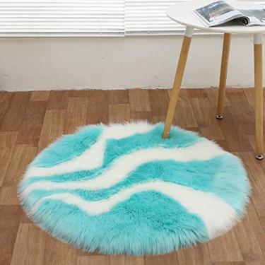 Imagem de Tapetes redondos falsos desgrenhados, pilha longa cor combinando estilo macio antiderrapante tapete lavável para sala de estar quarto estudo banheiro varanda sofá infantil almofada de cadeira, B, 50cm