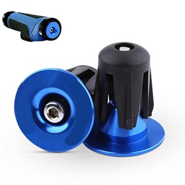 Imagem de extremidades de guidão de bicicleta ajustáveis de alumínio,Tampões de extremidade de guidão, tampa de plugue de extremidade de barra (Blue)