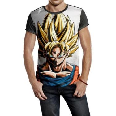 Imagem de Camiseta Masculina Dragon Ball Goku Saiyajin Fanart Ref:838 - Smoke