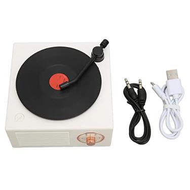 Imagem de Toca-discos De Vinil, Alto-falante Bluetooth Antiquado Estilo Clássico Presente Engenhoso Portátil Retrô Estilo Branco Alto-falante Com Mudança De Velocidade Contínua(Branco)