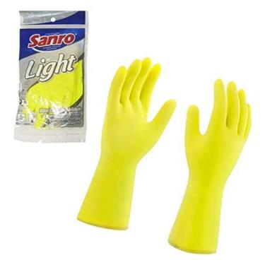 Imagem de Luva de Limpeza Látex Amarela Sanro Light Tamanho M Alta Sensibilidade - Kit com 5 Pares
