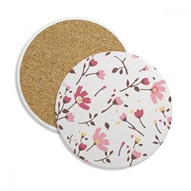 Imagem de Calliopsis Caneca de flor rosa para porta-copos com proteção de mesa, pedra absorvente