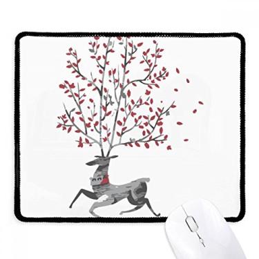 Imagem de Mouse pad com efeito artístico de rena de Natal pintado à mão borda costurada Tapete de borracha para jogos