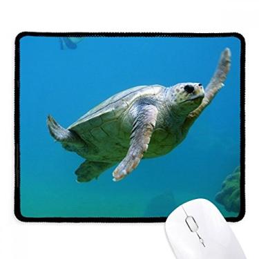 Imagem de Mousepad Marine Organism Turtle Ocean Animal Antiderrapante Jogo Escritório Preto Bordas Costuradas Presente