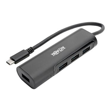 Imagem de Tripp Lite Hub USB C de 4 portas com 4 USB-A portátil compacto USB tipo C, USB-C Thunderbolt 3 preto (U460-004-4AB)