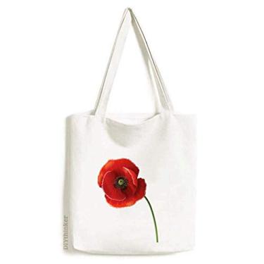 Imagem de Sacola de lona com estampa de flor vermelha milho Simplicity bolsa de compras casual bolsa de mão