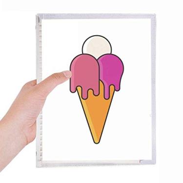 Imagem de Caderno branco vermelho Melt Sweet Ice Cream padrão cone folhas soltas diário recarregável artigos de papelaria