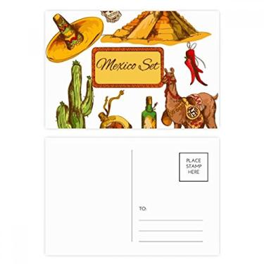 Imagem de Sombrero Mexicano Pirâmide do deserto Cacto Mexicano Conjunto de cartões postais de aniversário Cartão de agradecimento