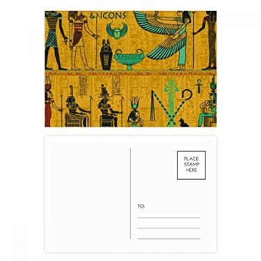 Imagem de Cartão postal com padrão de arte de faraó do Egito Antigo Conjunto de cartões postais de aniversário para enviar cartões de agradecimento