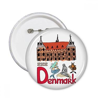 Imagem de Demark National Symbol Padrão Marco Pinos Redondo Emblema Decoração Roupas 5 peças Presente