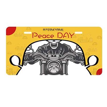 Imagem de DIYthinker Motocicleta Esqueleto Luzes Óculos Padrão Placa Placa Etiqueta Decoração Carro Dia da Paz