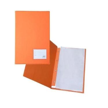 Imagem de Kit 2 Pastas Cátalogo Laranja A4 C 20 Envelopes Plásticos