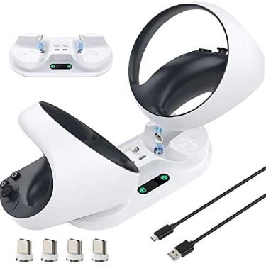 Imagem de Estação de carregamento do controlador para VR2, estação de carregamento duplo com controlador VR2 com indicador LED, suporte de carregamento rápido para console de jogos