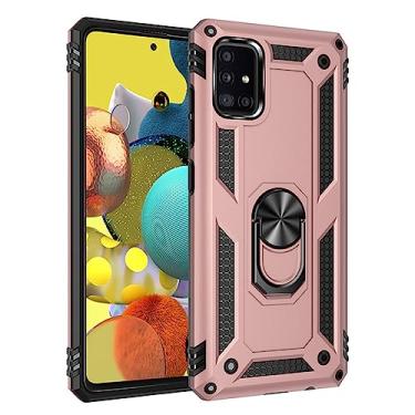 Imagem de Armor Case Para Samsung Galaxy A50 51 A12 A32 70 A71 S21 S20 FE Ultra S10 S9 S8 Plus S10E 5G Capa de anel de metal, ouro rosa, para Samsung A51 4G