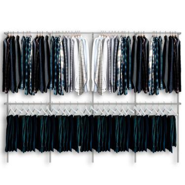 Imagem de Arara cabideiro aramado trilho parede closet loja suspenso Br 3,70 m