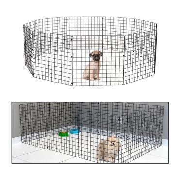 Imagem de Cercado Móvel para Cachorro Pequeno Porte Cercadinho Articulado Pet 10 Telas 60cm Altura Preto