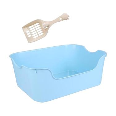 Imagem de Generic Bandeja de areia superior aberta para animais de estimação, caixa de areia para gatos portátil grande comadre à prova de respingos, caixa de areia
