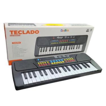 Imagem de Teclado Piano Microfone Brinquedo Musical  37 Teclas 8 Tons - Dutetoys