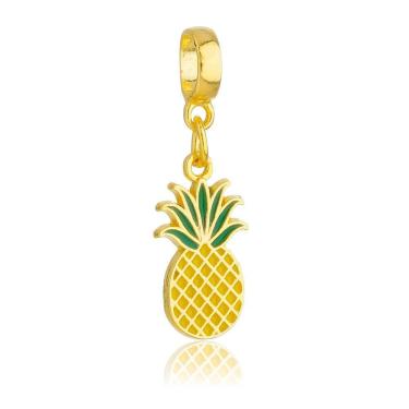 Imagem de Pingente Berloque Abacaxi Fruta Pandora Banhado a Ouro 18k
