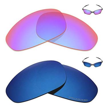 Imagem de Mryok+ 2 pares de lentes polarizadas de substituição para óculos de sol Oakley Juliet – Rosa cobalto/azul pacífico