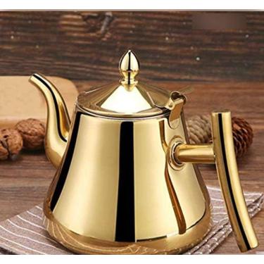 Imagem de Bule De Café De Aço Inoxidável, Bule Dourado Com Filtro, Chaleira De Chá De Metal, Chaleira De Água,Ouro(1l),outstanding78