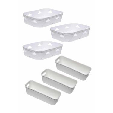 Imagem de Kit 6 Organizador Multiuso Branco Gaveta Armário 2 Tamanhos