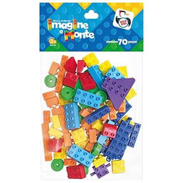 Imagem de Blocos de Montar Imagine e Monte 70 Peças Pica Pau Brinquedos