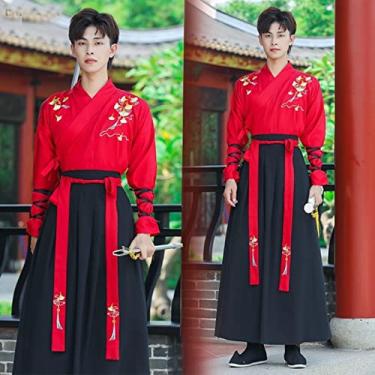 Imagem de Fantasia antiga chinesa plus size Hanfu masculino cavaleiro da antiguidade estudioso cosplay feminino terno chinês homem roupas orientais