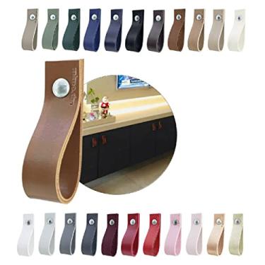 Imagem de Puxador Doko Parafuso para Móveis Armário Guarda Roupa Gaveta Porta Baús Caixas Bandeja Cesto Tábua - Cor Textura de Couro (Marrom)