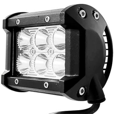 Imagem de Farol De Milha Universal Quadrado 6 Leds 18w Guincho Carro Moto Maquina Trator C/ 2 Modos - Strobo/Pisca