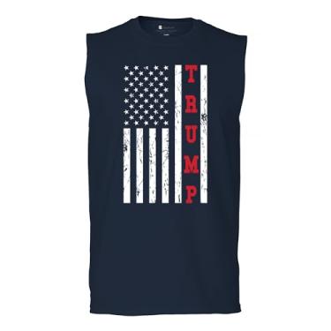 Imagem de Camiseta masculina com bandeira de Donald Trump 2024 da MAGA America First President American Republican Conservative Patriotic, Azul marinho, P