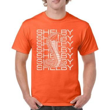 Imagem de Camiseta masculina vintage Stacked Shelby Cobra American Classic Racing Mustang GT500 Performance Powered by Ford, Laranja, GG
