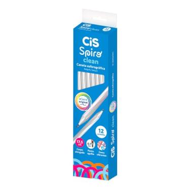 Imagem de CIS Caneta Esferográfica SPIRO CLEAN Ponta 0.7mm, Preta, Caixa com 12 unidades